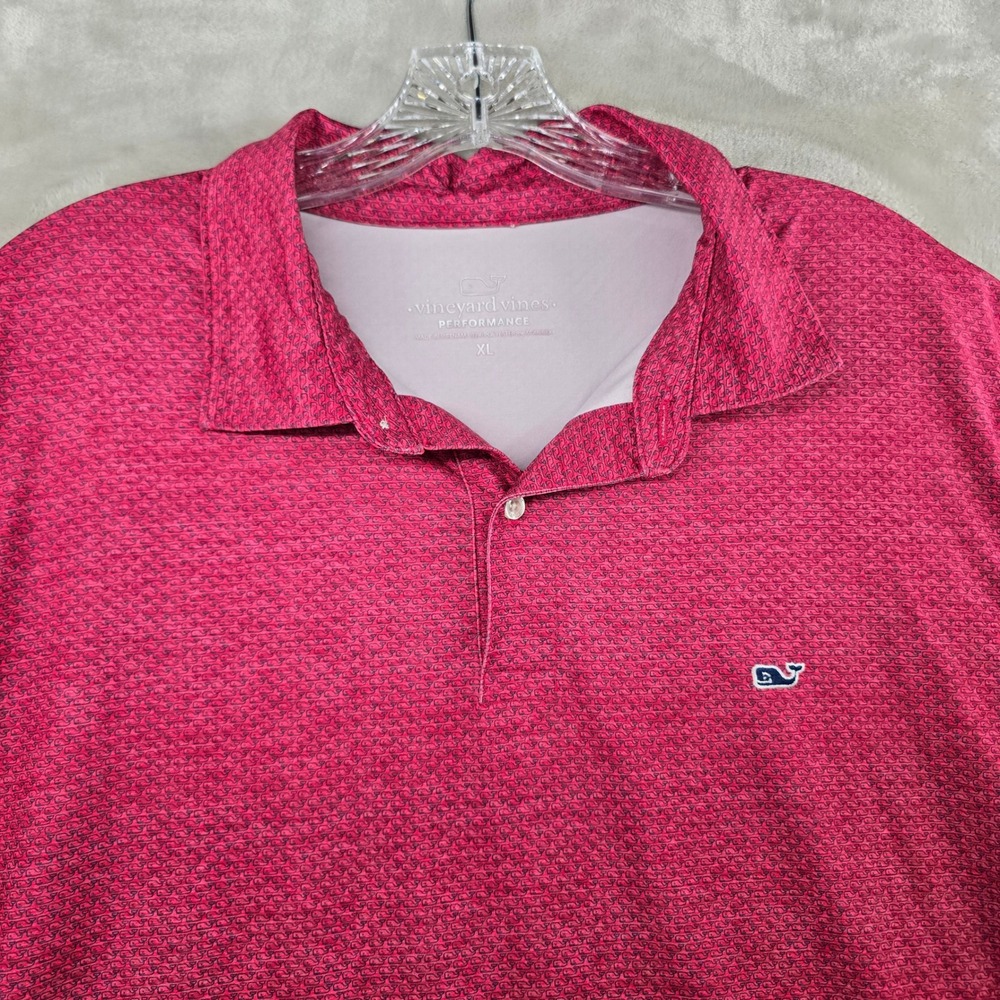 Vineyard Vines Polo Shirt Men XL Red Whale Logo Performance Short Sleeve Stretch